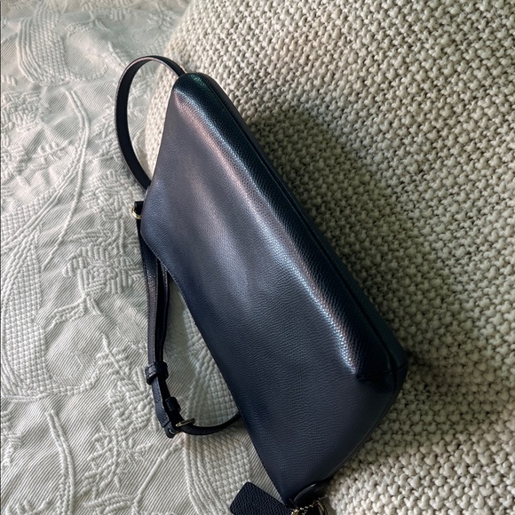 Coach True Navy Crossgrain Leather Crossbody Bag Gold Logo F52881 - Picture 5 of 10